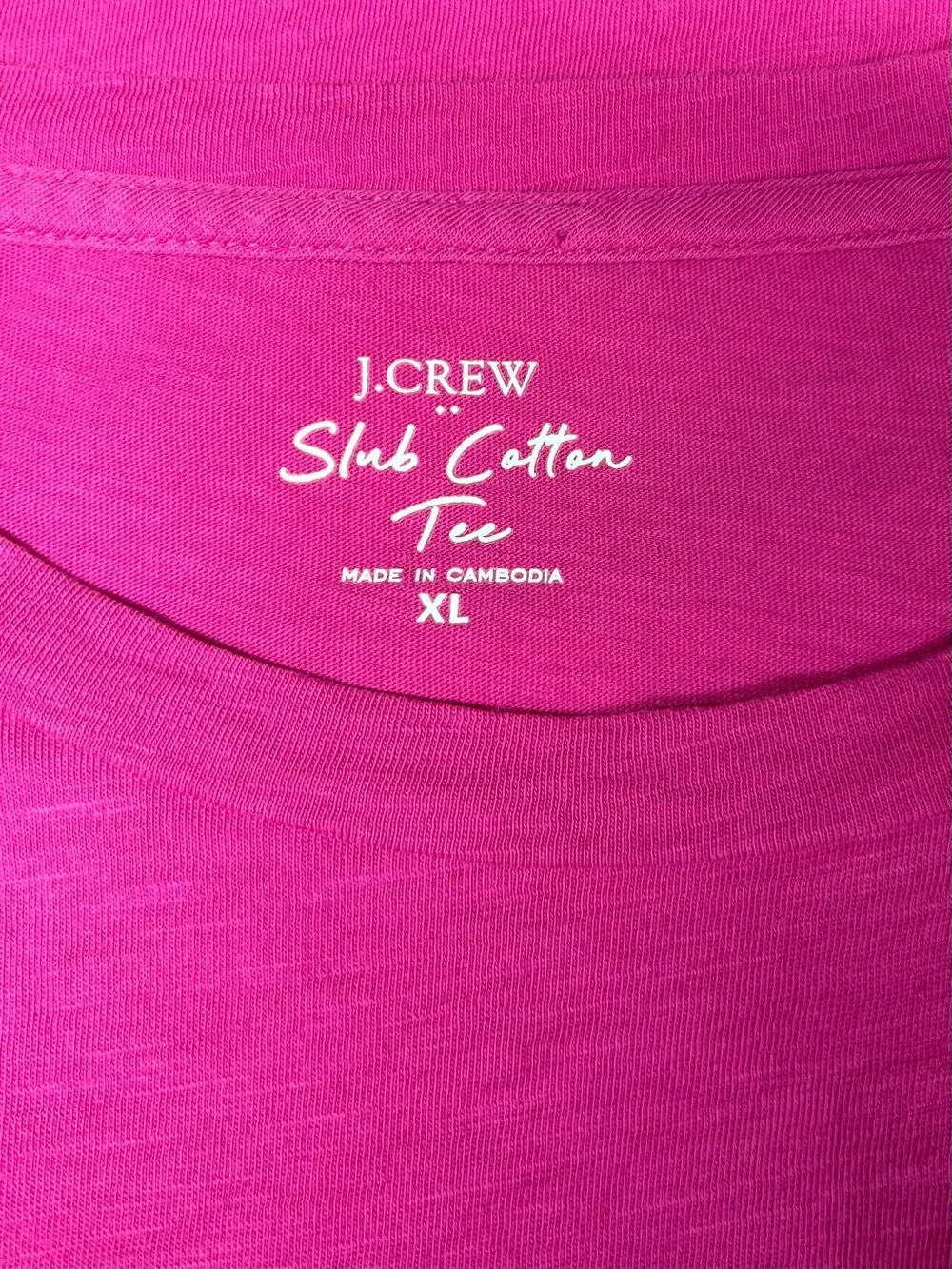J. Crew Slub 100% Cotton Tee Magenta Pink Crew Neck T Shirt Size XL